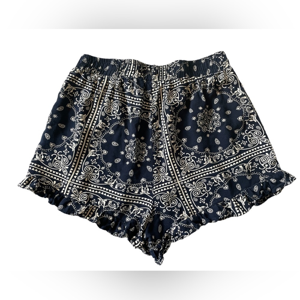 Tobi Shorts 100% Rayon size small patterned navy blue and white summer